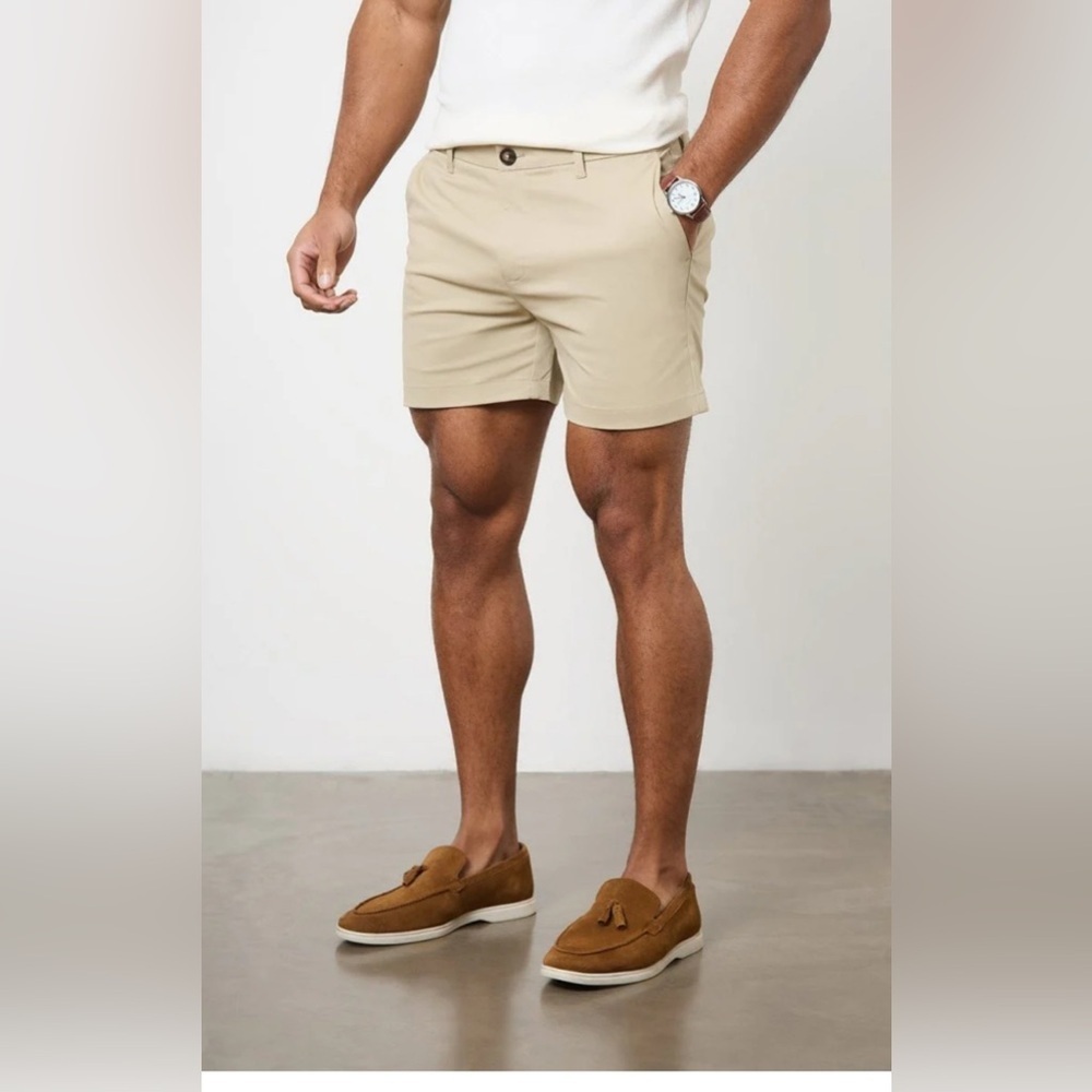 Men’s NEW Open Edit Nordstrom Khaki chino shorts, 36W, skinny fit